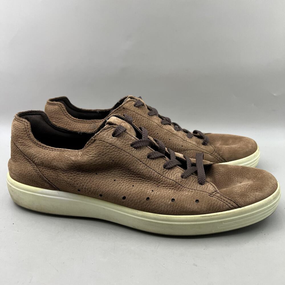 Ecco Soft 7 Cloud Casual Shoes Men Size 12 12.5 US Brown Nubuck Leather Sneakers